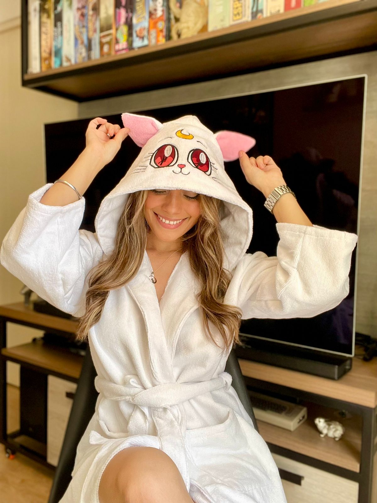 Bata Animada Sailor Moon Artemis de Felpa Microfibra