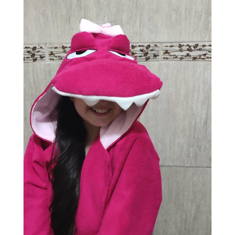 Bata Animada Dinosauria Felpa Microfibra Manga 3/4