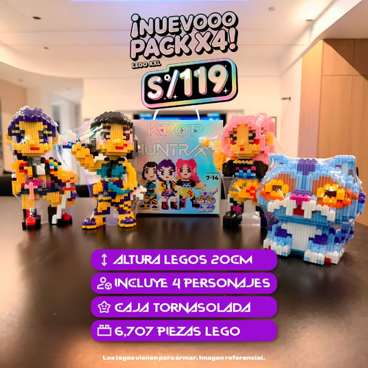 Ultoys: Pack 4 Figuras Para Armar 6700 Piezas Tipo Lego Guerreras K-Pop (Kpop Demon Hunters)
