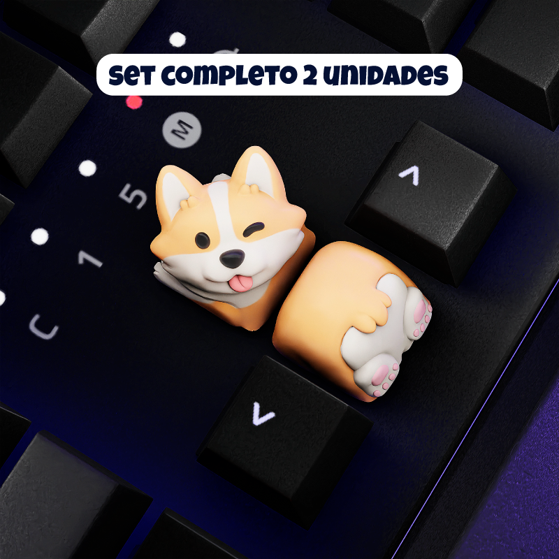 Keycaps: Puppy Corgi de Resina 18x18mm
