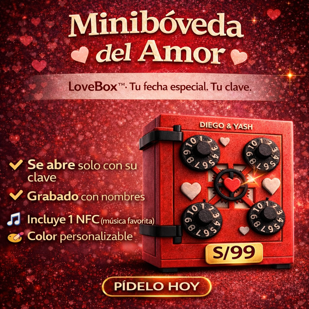 Ultoys: Mini Bóveda LoveBox™ 20cm x 20cm x 8cm + NFC + Nombre Personalizado