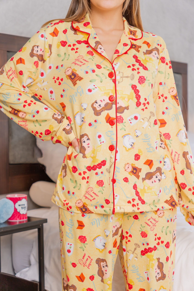 Pijama Camisa Manga Larga + Pantalón Princesa Bella Modal Soft Premium