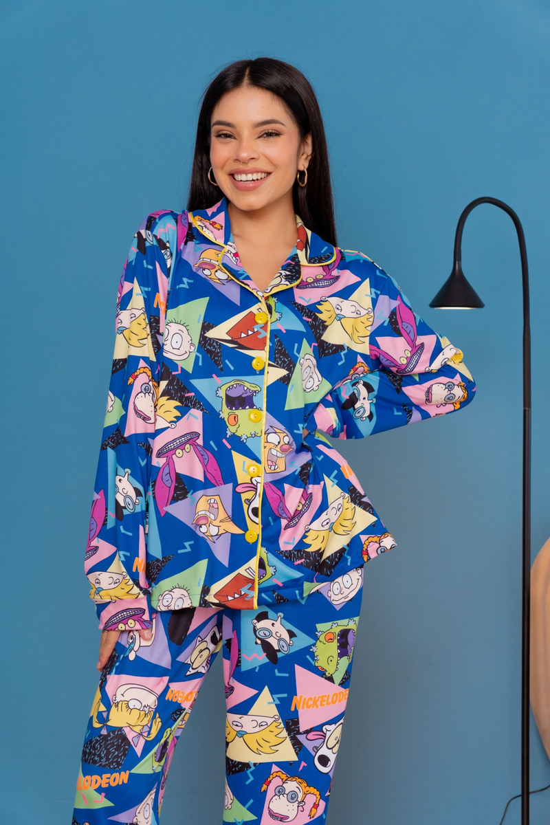 Pijama Camisa Manga Larga + Pantalón Nickelodeon Modal Soft Premium
