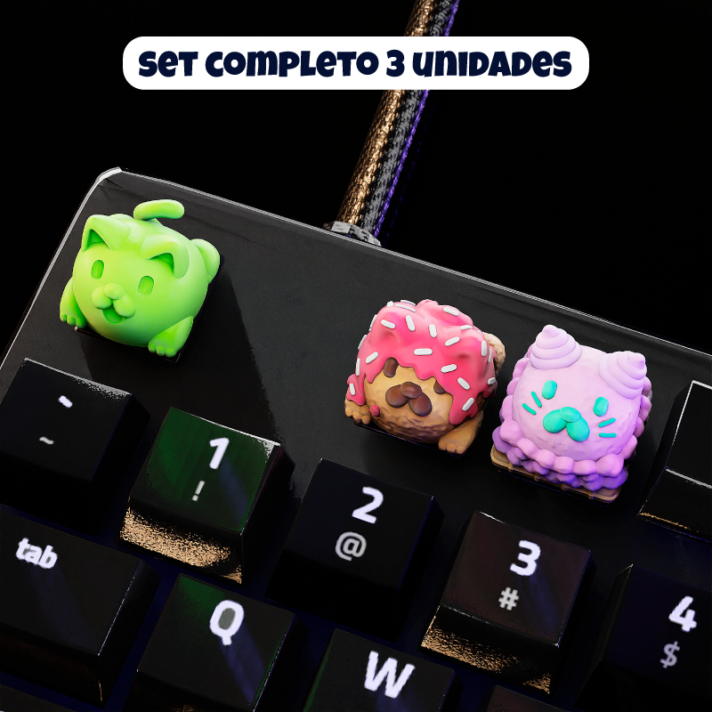 Keycaps: Foody Cats de Resina 18x18mm