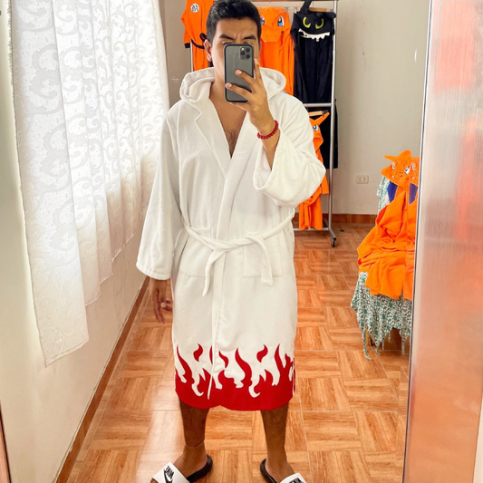 Bata Animada Naruto Cuarto Hokage Felpa Microfibra Manga 3/4