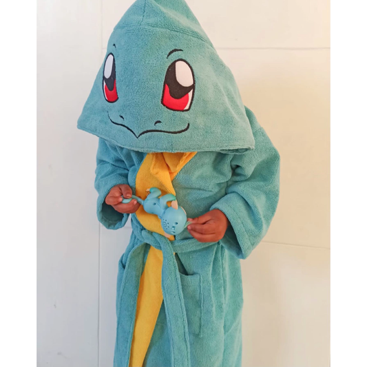 Bata Animada Squirtle Felpa Microfibra Manga 3/4