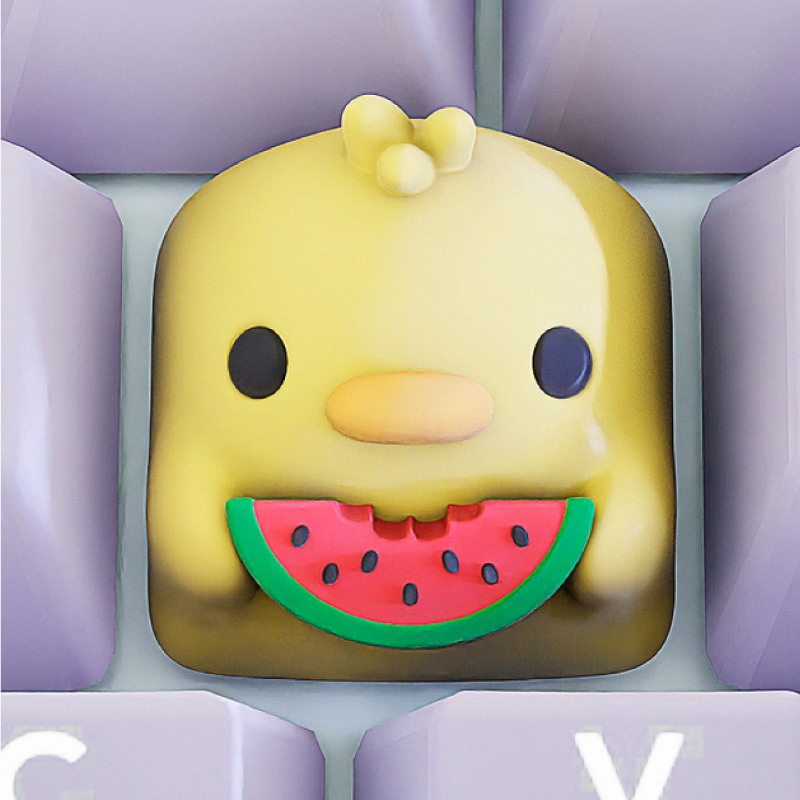 Keycaps: Cute Animals - Chicken Eating Watermelon de Resina 18x18mm