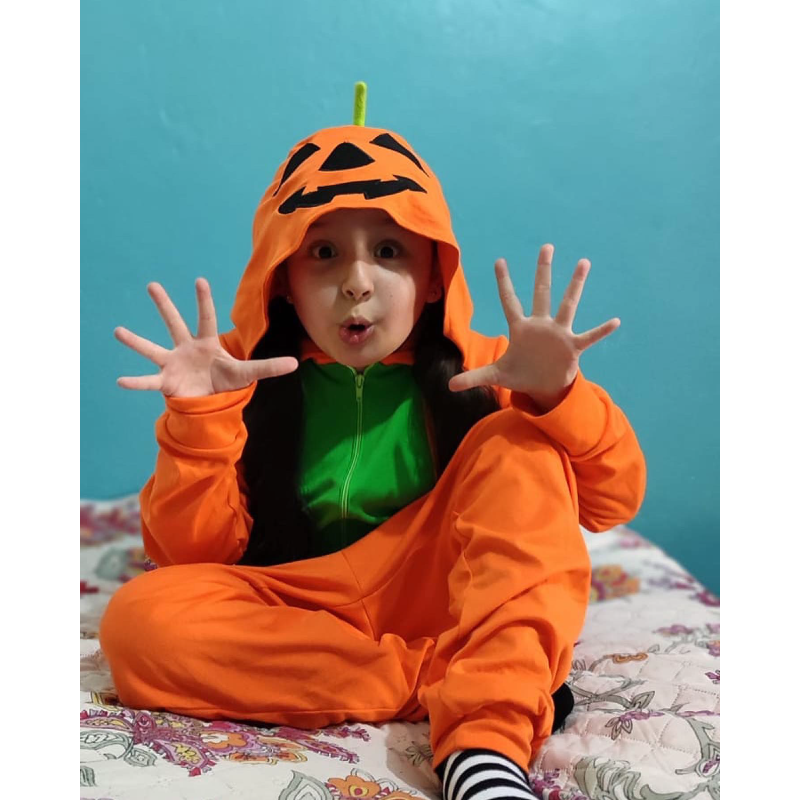 Pijama Animada Enterizo Calabaza Halloween Micropolar