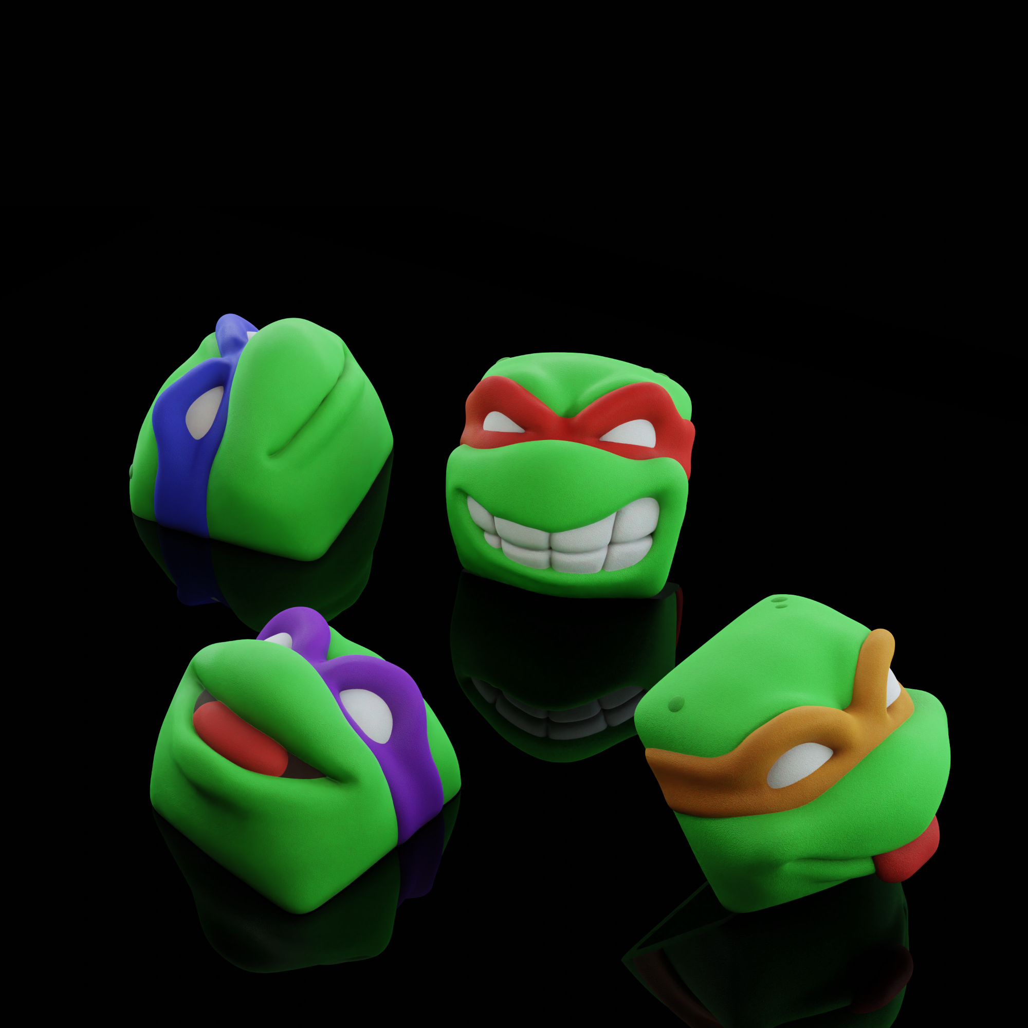 Keycaps: Teenage Mutant Ninja Turtles - Set 4 Keycaps Teenage Mutant Ninja Turtles de Resina 18x18mm