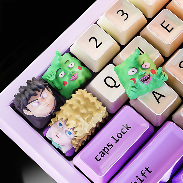 Keycaps: Mob Psycho 100 - Set 4 Keycaps Mob Psycho 100 de Resina 18x18mm