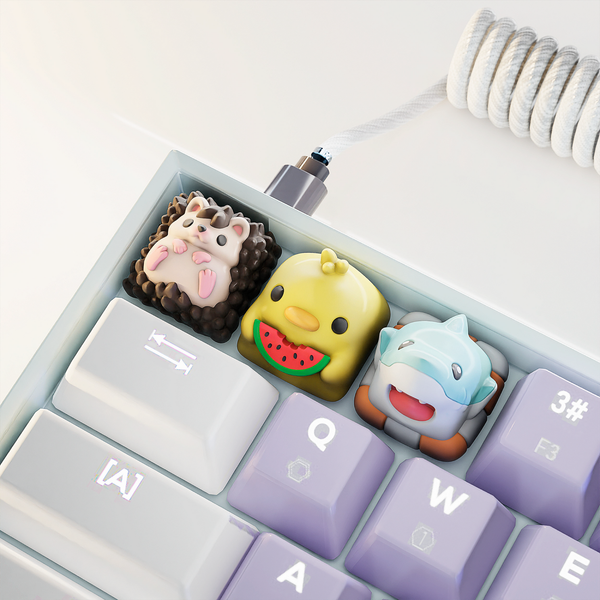 Keycaps: Cute Animals - Set 3 Keycaps Cute Animals de Resina 18x18mm