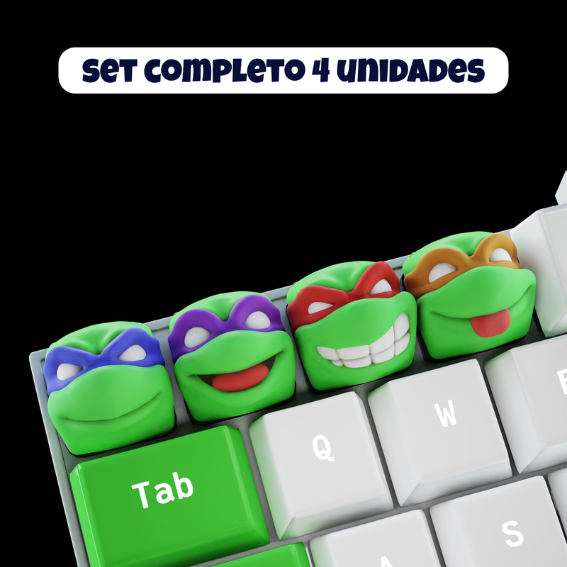 Keycaps: Teenage Mutant Ninja Turtles - Set 4 Keycaps Teenage Mutant Ninja Turtles de Resina 18x18mm