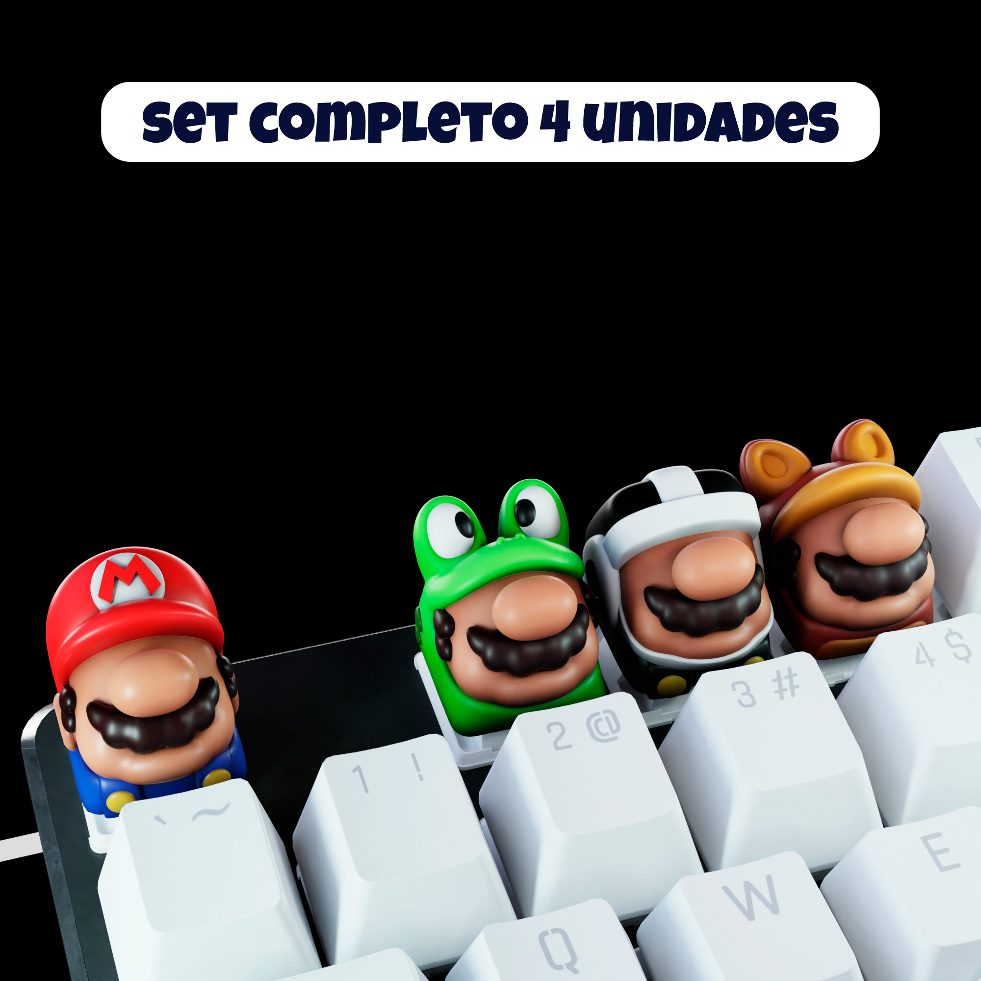 Keycaps: Mario Bross - Set 4 Keycaps Mario Bross de Resina 18x18mm