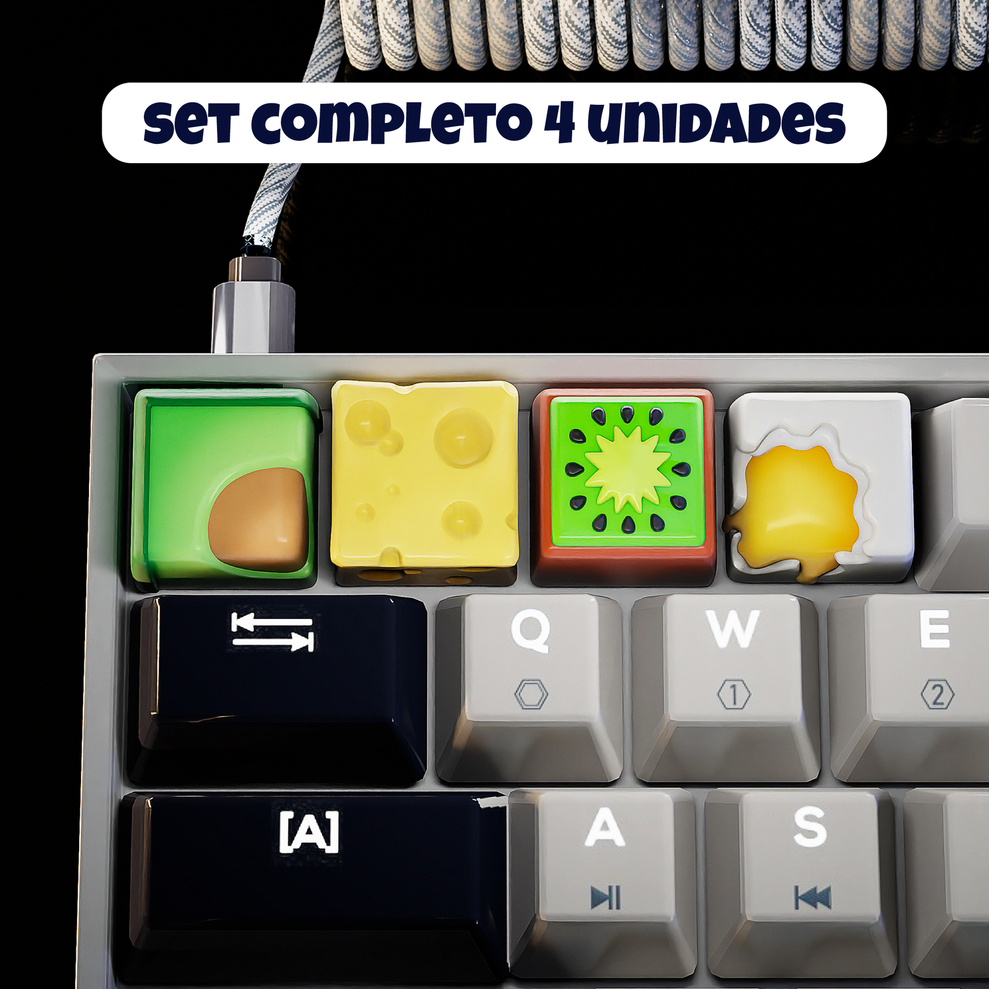 Keycaps: Foods - Set 4 Keycaps Foods de Resina Vol.1 18x18mm