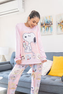 Pijama Polo Manga Larga + Pantalon Snoopy SPAM Piel de Durazno