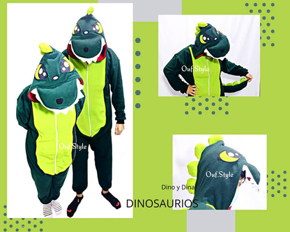 Pijama Animada Enterizo Dinosaurio 2 colores Micropolar antialérgico