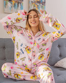 Pijama Polo Manga Larga + Pantalon Bob Esponja Mujer SPAM Piel de Durazno